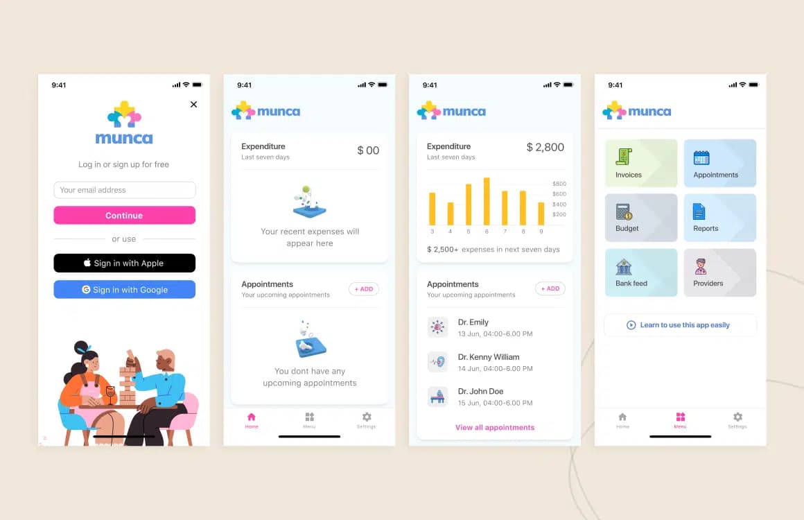 Munca app for NDIS fund tracking and healthcare management