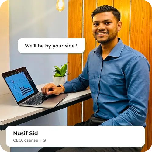 Nasif Sid, CEO of 6sense HQ, at his desk for a technical review